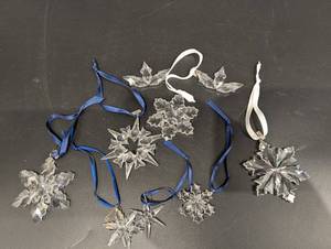 Swarovski Crystal Ornaments Assorted Snowflake Crystals with Ribbon
