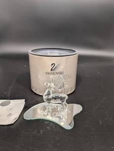 Swarovski Silver Crystal Reindeer Figurine - Clear Crystal with Display Base, Made in Austria