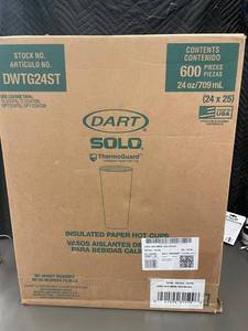 Dart Solo ThermoGuard Insulated Paper Hot Cups 24 oz 600ct DWTG24ST