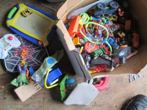 Box of HotWheels, Thomas the train ...