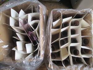 Large number of purple tone glass v...