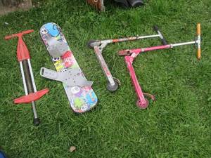 Snow board, pogo stick and 2-metal ...