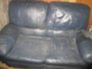 Navy Blue Pleather 2-cushion Love S...