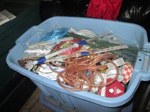 Tote full of assorted ribbon, craft...