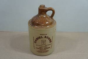 Vintage Daniel Boone Kentucky Straight Bourbon Whiskey Stoneware Jug