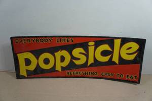 Antique Raised Tin Advertisement Sign - Popsicle