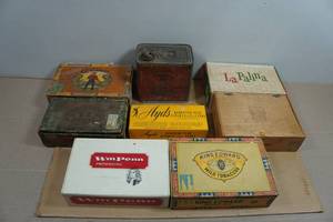 Vintage Cigar Boxes and Oil Can
