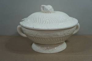 Vintage California Pottery White Soup Tureen