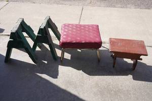 Wooden Saw Horses and Benches