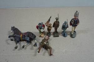 Vintage Painted Lead Toy Soldiers and Horse