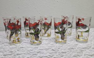 Eight Hazel-Atlas Glass Company Vintage Pheasant Glasses.&nbsp &nbsp