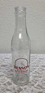 Vintage "Benson Quality Beverages" soda bottle featuring Applied Color Label (ACL) technology. Likely 1920S-1930S based on ACL style. BASED IN BENSON MINNESOTA (VERY COLLECTIBLE)