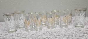 Eight Vintage Glasses from Homer Laughlin or Libbey and Three Vintage Water Glasses from Hazel Atlas&nbsp