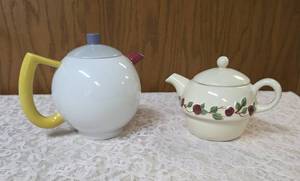 VINTAGE-Arzberg City (Germany) teapot and a vintage Tea for One stacking teapot (missing the tea cup) is featuring a cheery vine design.   This teapot is Franciscan made in  Portugal.&nbsp VERY COLLECTIBLE