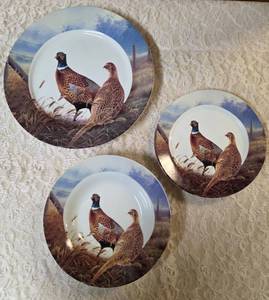 Set of Wild Wings collector plates.  Includes a 12 plate, 9 plate, and 6 plate.  All plates feature a pair of Ring-Necked Pheasants design.&nbsp