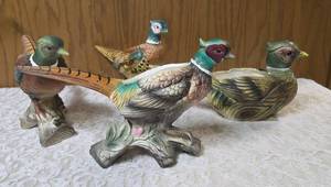 Four - Vintage Ceramic Pheasant Shaped Plantersfigurines. Possibly produced in Japan or by companies like McCoy Potteryor Relpo during the mid-century era.&nbsp