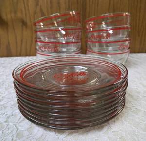 Nine Coco-Cola Vintage Plates and Eight Coco-Cola Vintage Bowls.&nbsp&nbsp