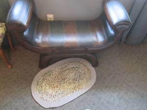 Beveled edge pleather bench looks p...