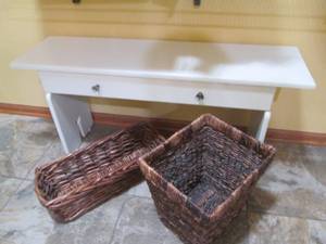 Painted White entry bench with draw...