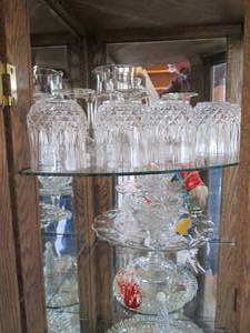 Cut glass Pitcher with matching dri...