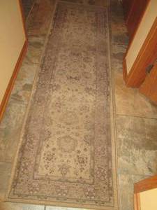 Neutral tone floor runner rug appro...