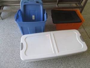 Misc storage totes and misc lids...