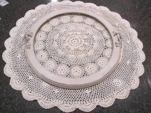 Wood framed glass serving tray and ...