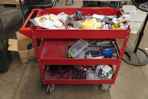 Rolling Tool Cart with Tools and Parts