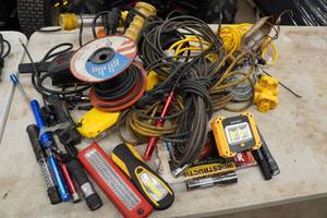 Assorted Work Lights, Flashlights and Power Splitters