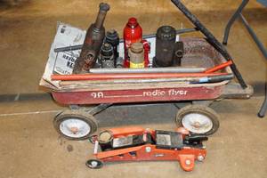 Assorted Jacks with Vintage Wagon