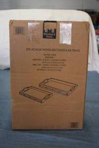 2 Pack of Wood Rectangular Trays...