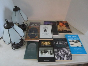 Pair of touch lamps and 9 books. 1 ...