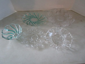 3 plates and a bowl (green), plate ...
