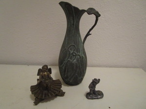 Pewter minis, Ewer pitcher in green...