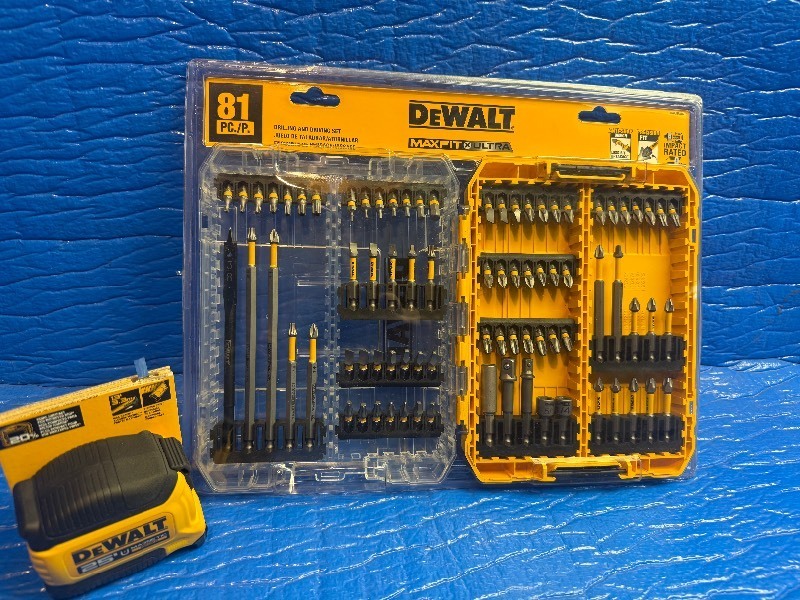 DEWALT 81pc MAXFIT Ultra DrillDriver Bit Set  25 Magnetic Tape Measure  N
