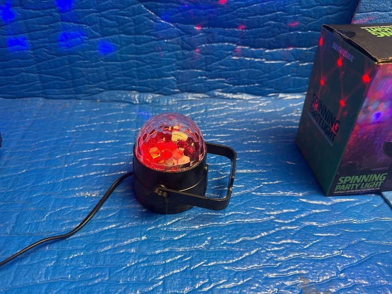 LED Party Light Bundle  Disco Ball, Spinning Lights, DJ Effects w Remotes  Tested