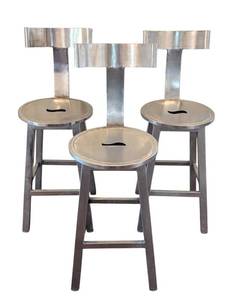 ML - Go Home Hip Vintage Polished Nickel Counter Height Stool Set of 3
