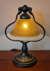 ML - Petite Inverted Harp Table Lamp with Mouth Blown Glass Shade