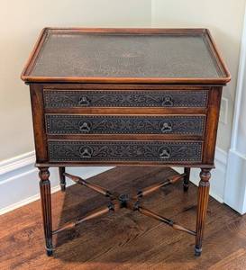 ML - Wood Side Table - Embossed Metal Top