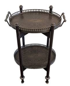 ML - Theodore Alexander Style Butlers Tray Table - Two Removable Trays, Engraved