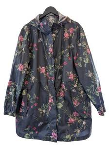 UB - Joules Womens Raincoat - Size US 16 (UK 20) - Floral Print Waterproof Hooded Coat