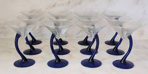 ML - Libbey Bravura Blue Stem Martini Glasses - Set of 12