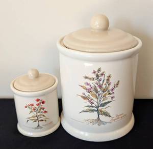 ML - Highmark Ceramic Canisters - Floral Botanical Pattern - 2-Piece Set