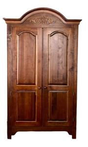 UBR2 - Armoire Wardrobe with Carved Crest - Vintage Wood Cabinet