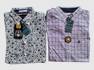 UBR3 - Joules 2 New With Tags Button Up Shirts - Floral Print and Plaid - Size Small