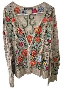 UBR1 - Peruvian Connection Embroidered Crochet Cardigan XL