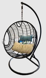 G - Hanging Wicker Egg Chair with Steel Stand - IndoorOutdoor, Includes 2 Pillows