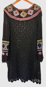 UBR1 - Peruvian Connection - XL Folkloric Crochet Pullover - New with Tags