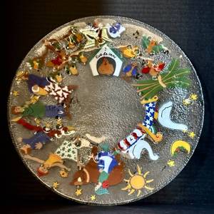 K - Campbell Forrtc Fused Glass Plate - Holiday Motif