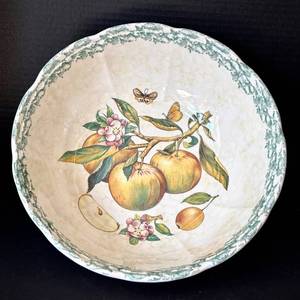 K - Miramarc Italian Decorative Serving Bowl - Apples & Butterflies, 13 in Diameter